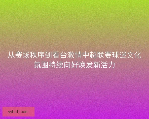 从赛场秩序到看台激情中超联赛球迷文化氛围持续向好焕发新活力